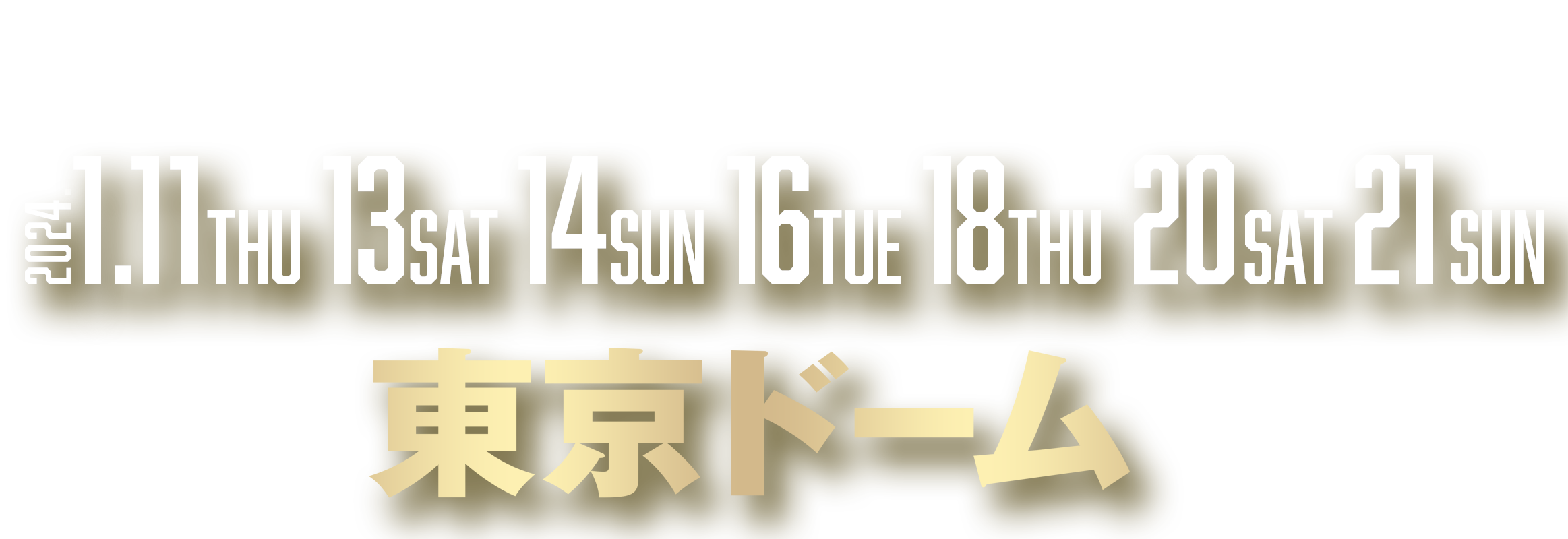 2024年1月11日(木)13日(土)14⽇(⽇)16⽇(⽕)18⽇(⽊)東京ドーム