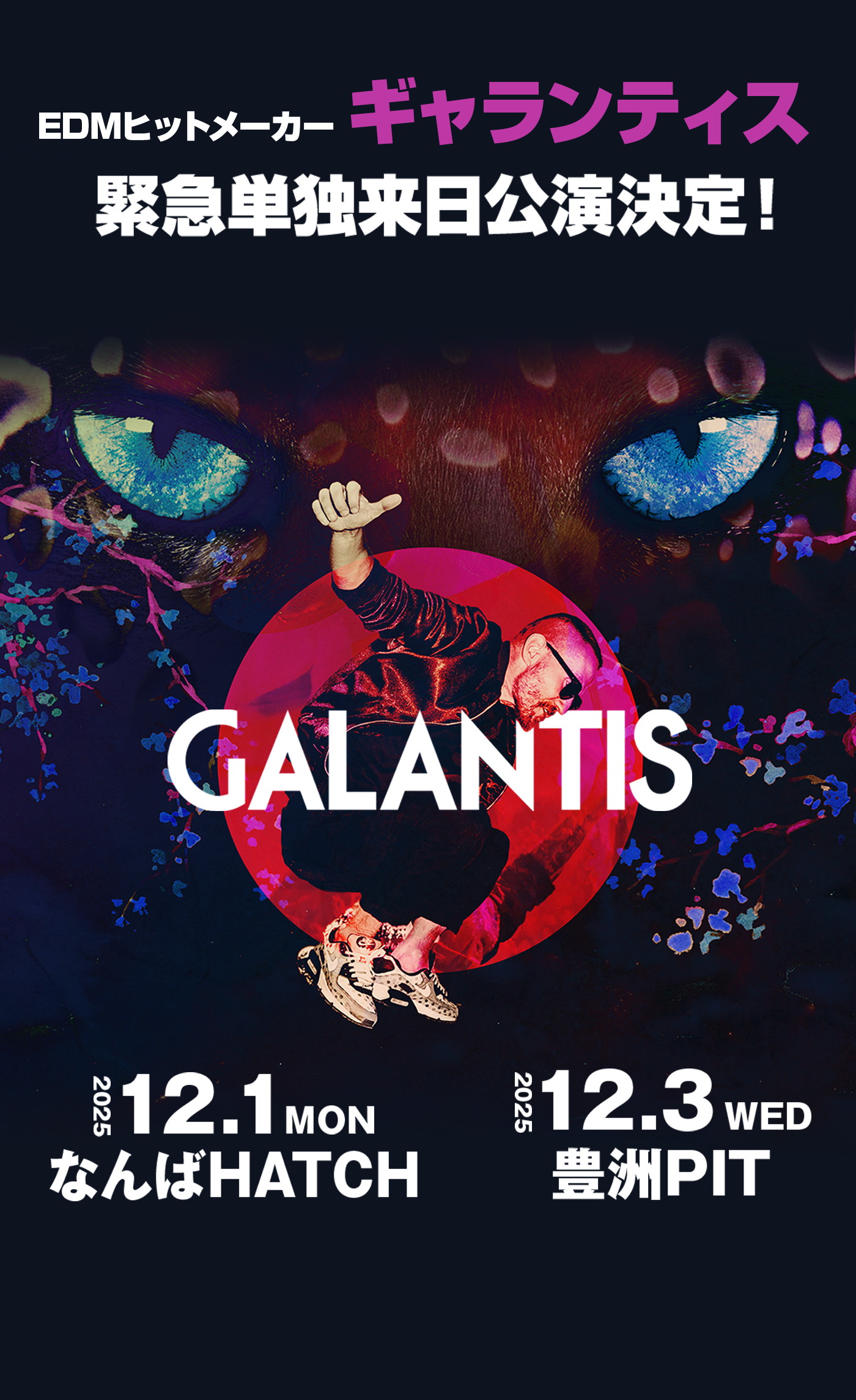Galantis Japan Tour 2025 2025年12⽉1⽇(月) なんばHatch 12⽉3⽇(水) 豊洲PIT